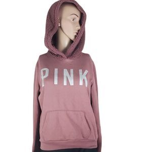Pink Victoria's Secret Clay Purplish Brown & Silver Hoodie